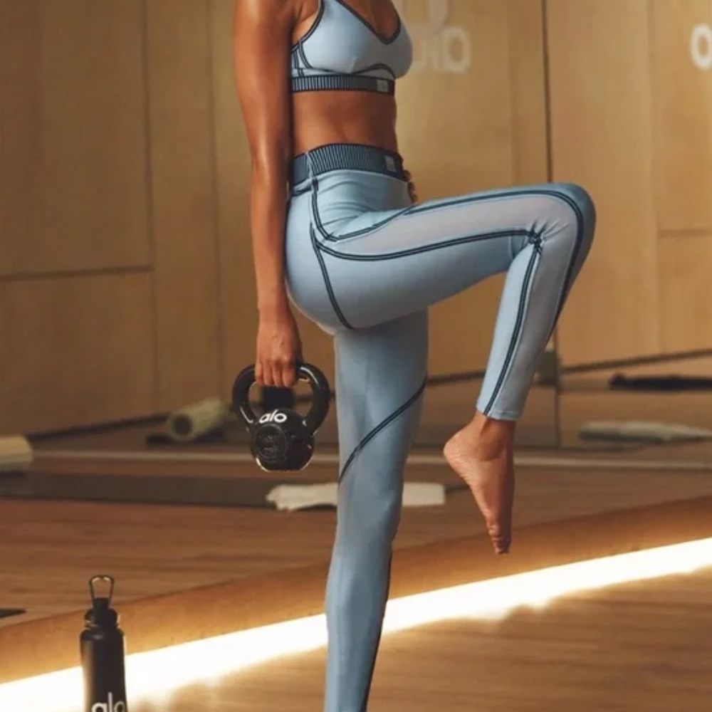 Alo Airlift Mesh Line Up High-Waist Legging NWT Celestial Blue size small